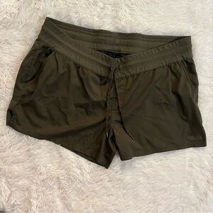 The North Face olive green 4” drawstring shorts